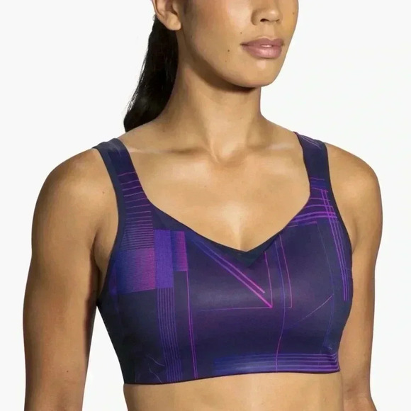 Women's Brooks Convertible Sports Bra Matrix Navy Print - Picture 1 of 16